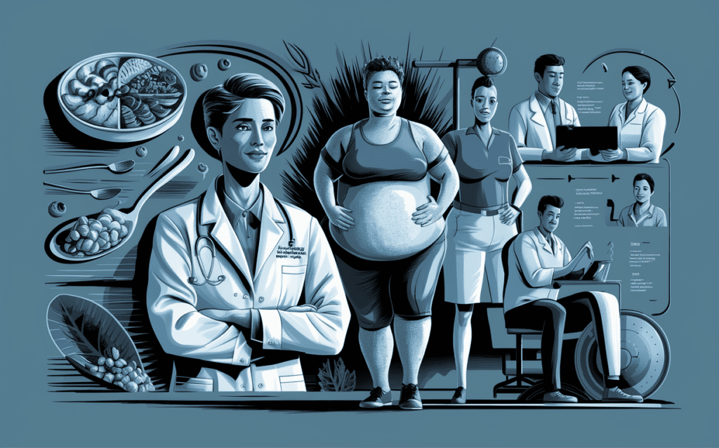 An illustration depicting a medical Behavioral Therapy and Support for Medical Weight Loss