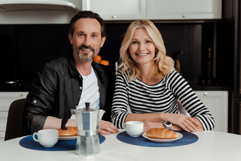 Hormone Replacement Therapy Couple enjoying breakfast at home